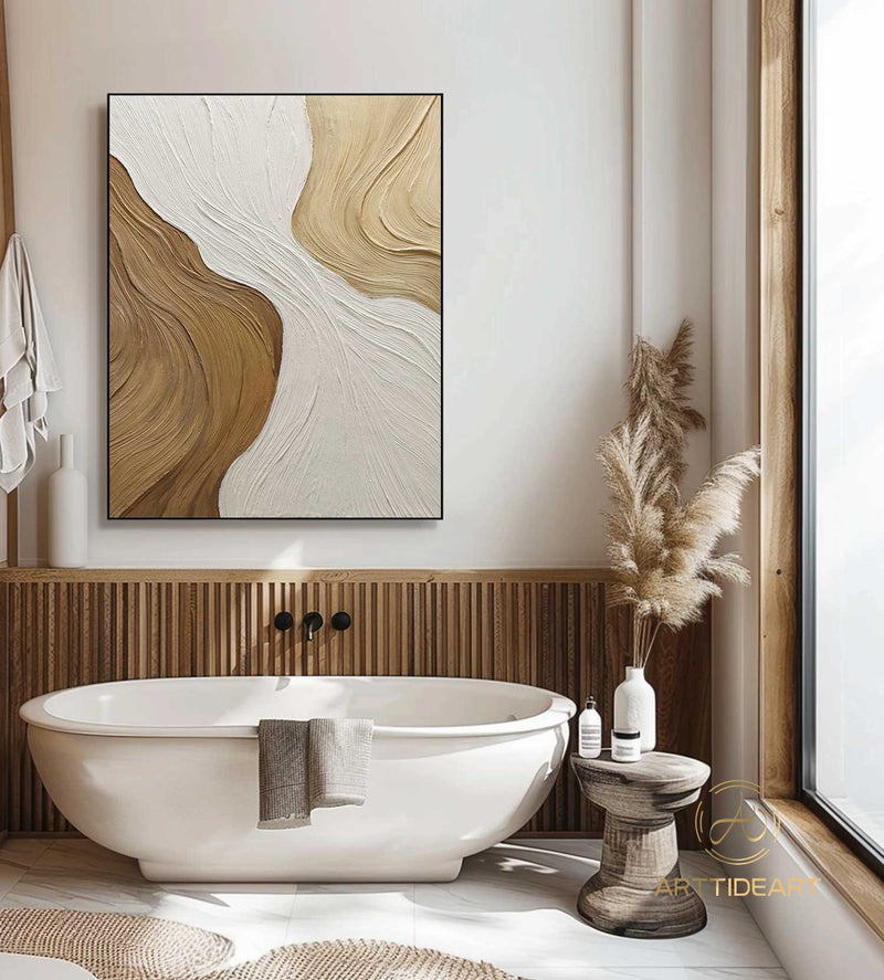 Wabi Sabi Wall Art Brown 3D Textured Painting on Canvas Earth Tone Minimalist Painting Neutral Brown Minimalist Wall Art Boho Texture Art