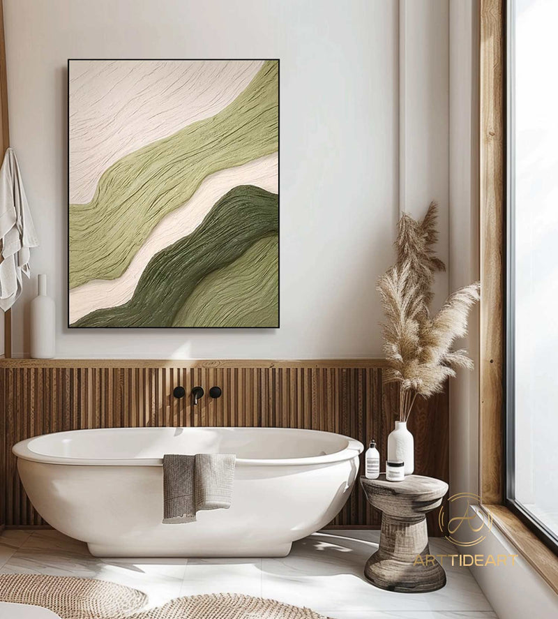 Green Wall Art Green Minimalist Painting Green Wall Art Green Textured Wall Art Green Arched Wall Art Painting Large Green Abstract Painting