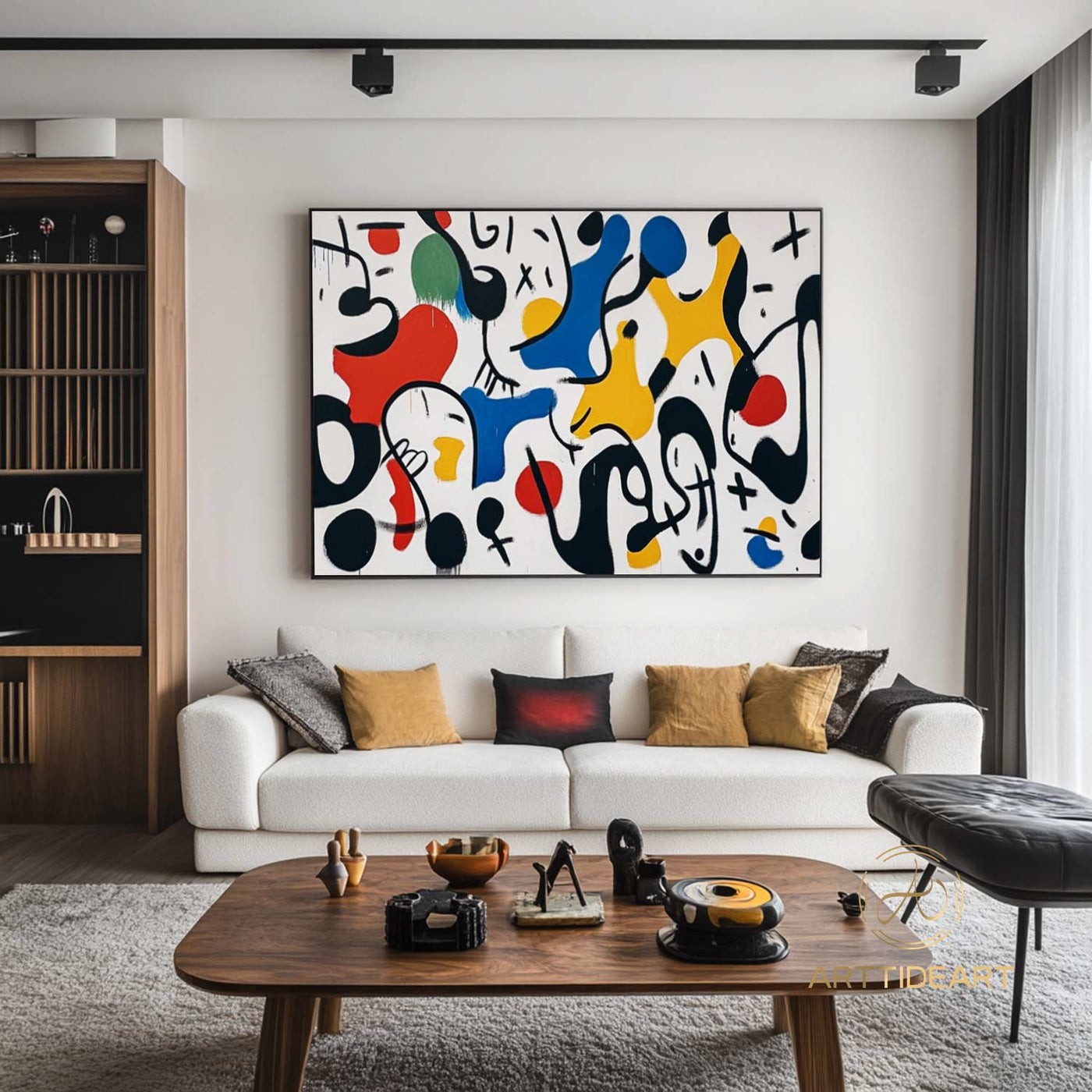 Mid-Century Modern Art Colorful Textured Abstract Painting