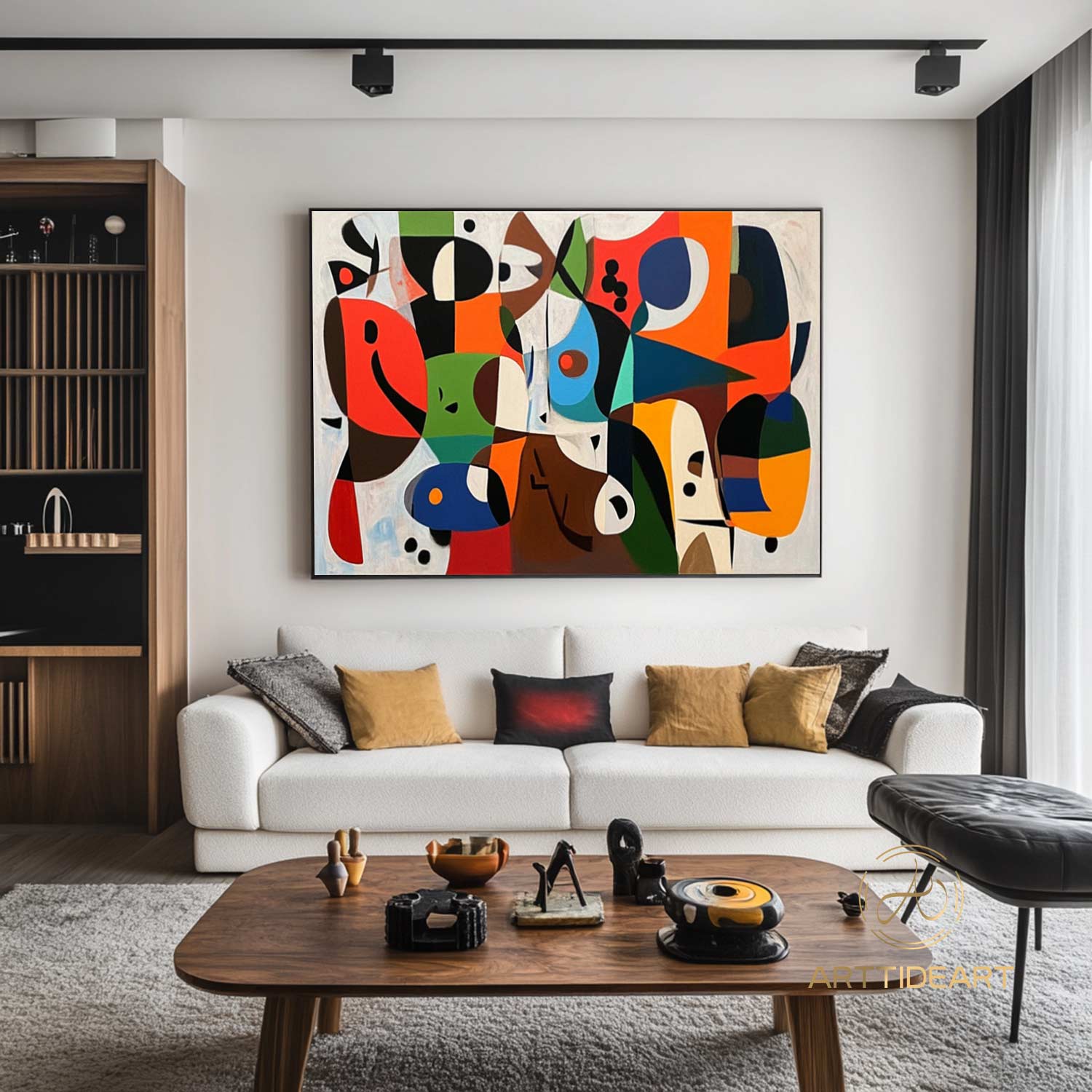 Original Abstract Colorful Cubist Faces Paintings On Canvas Picasso-Inspired Geometric Art Vibrant Modernism Oil Painting Home Wall Decor