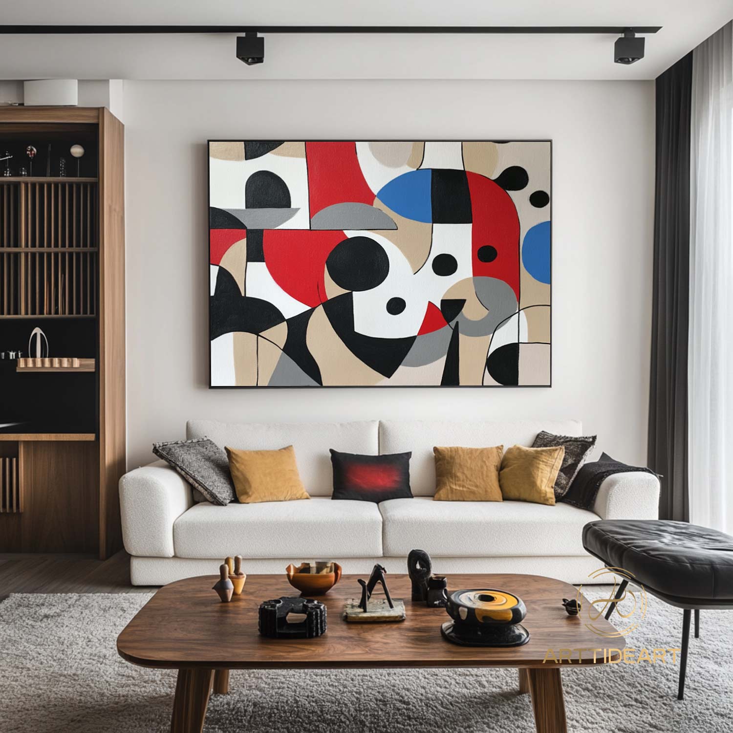 Large Abstract Colorful Painting,Abstract Colorful geometric Painting,Abstract Hand-painting Texture Colorful Wall Art Living Room Decor