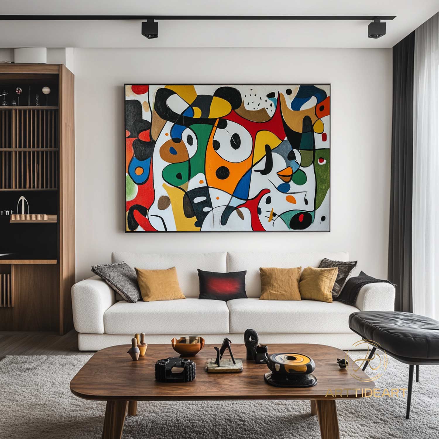 Original Abstract Colorful Cubist Faces Paintings On Canvas Picasso-Inspired Geometric Art Vibrant Modernism Oil Painting Home Wall Decor