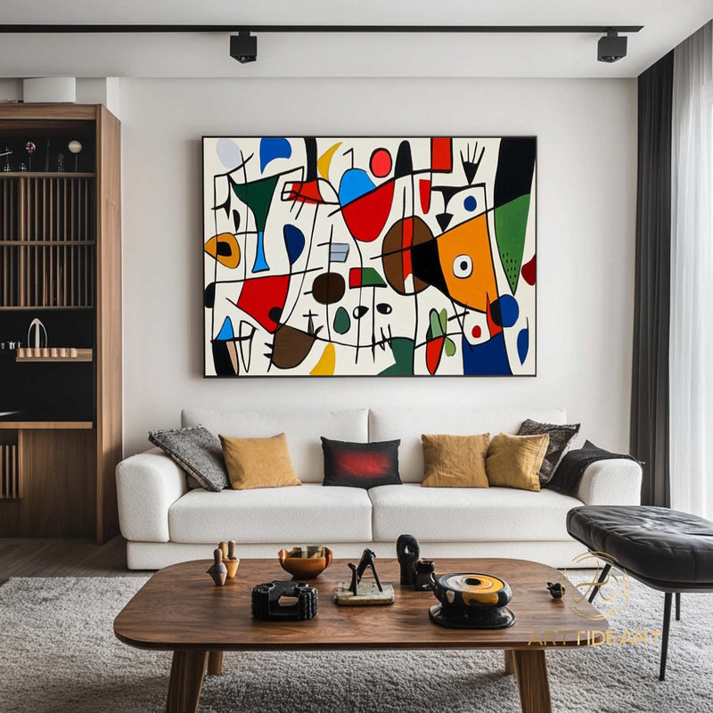 Original Abstract Colorful Cubist Faces Paintings On Canvas Picasso-Inspired Geometric Art Vibrant Modernism Oil Painting Home Wall Decor