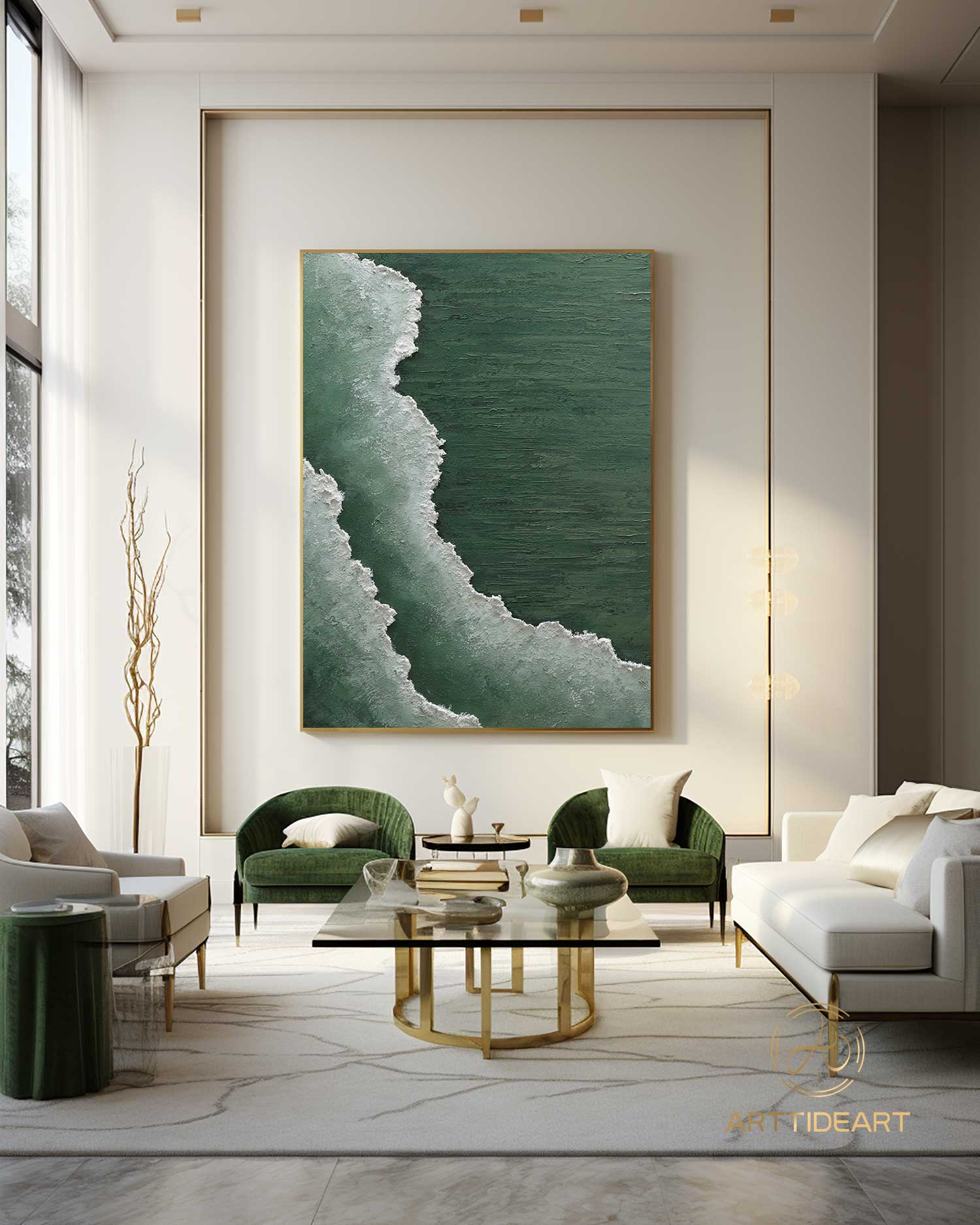 Green Minimalist Art Green White Texture Painting Green Canvas Wall Art Green White Texture Art Green And White Wall Art Green Wall Decor