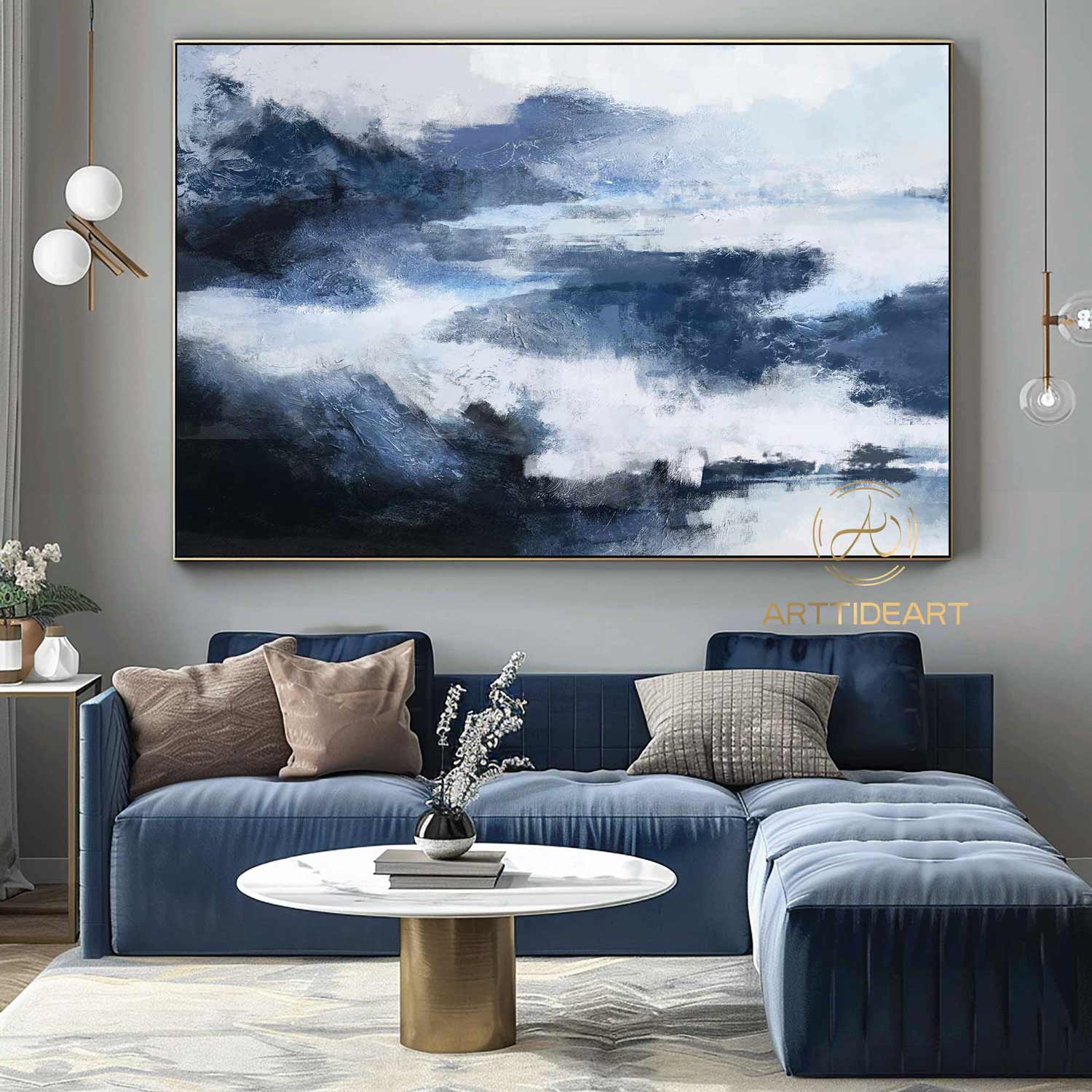 Pure Blue Minimalist Art Texture Art Minimalist Art Nevy Blue Wall Decor Dark Blue and White Wall Art Blue Wall Art Modernist Abstract Art