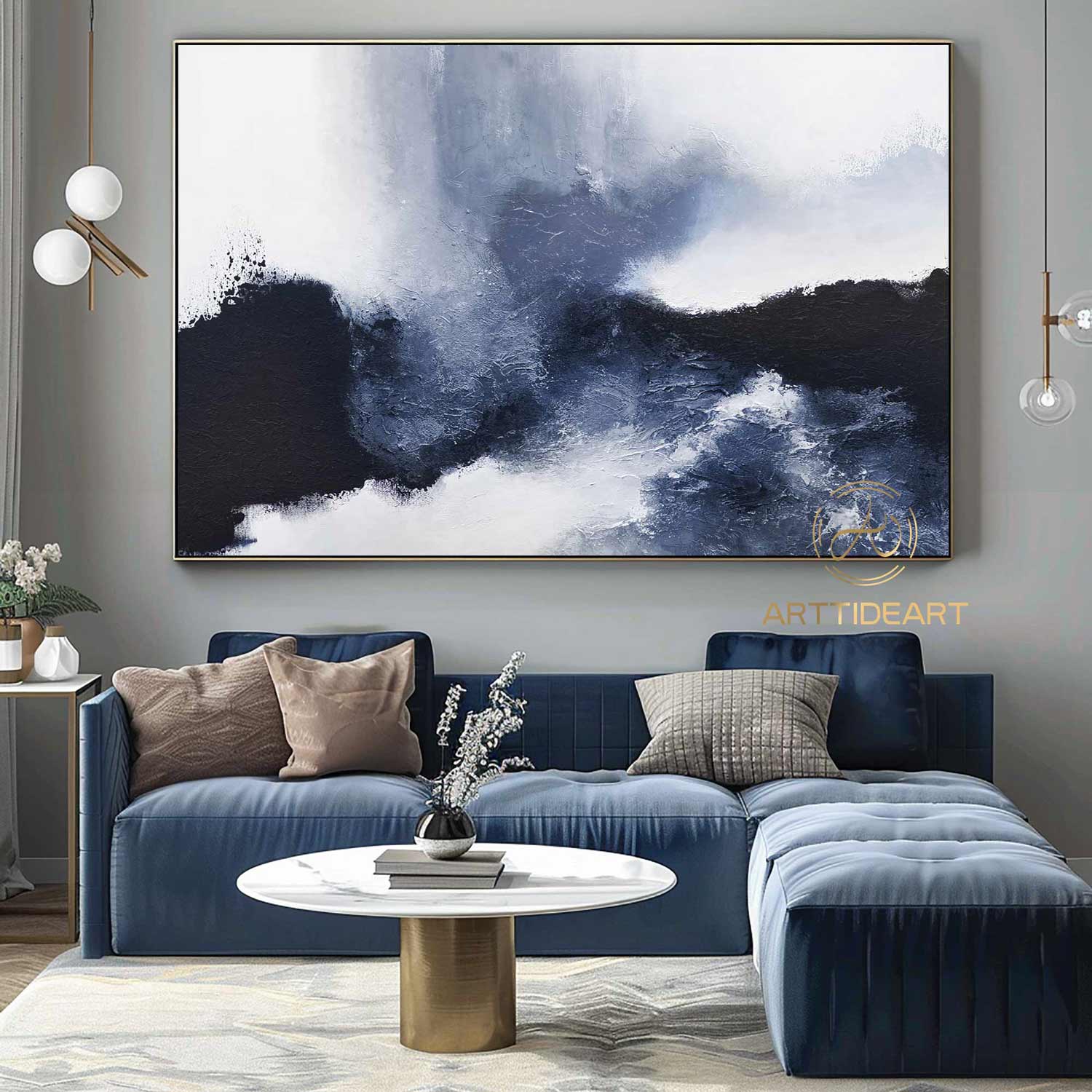 Arch Wall Art blue minimalism painting blue and white wall art blue textured wall art blue Arch Wall Art painting blue abstract painting