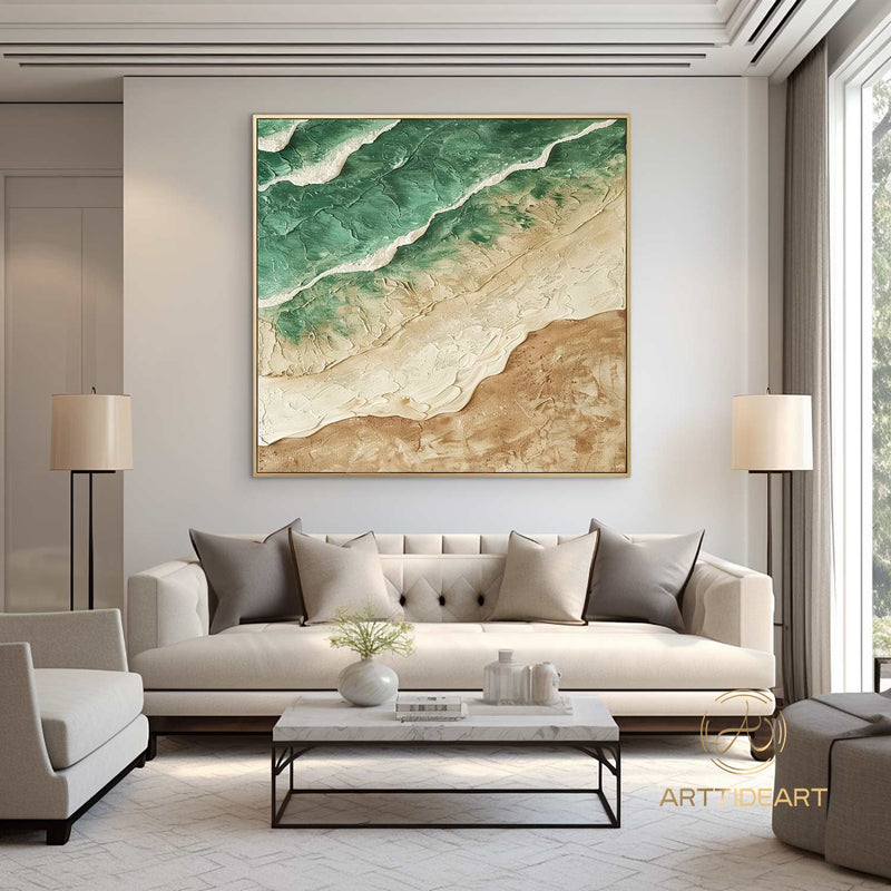 Large Wall Art Abstract Ocean Painting 3D Ocean Texture Painting Ocean Waves Painting Original Ocean Art Original Beach Home Decor