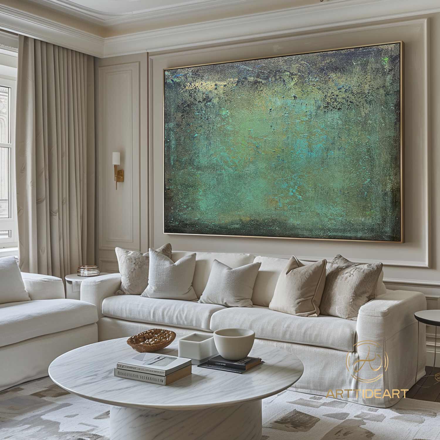 green wall art Green minimalism painting green canvas painting green abstract art green canvas wall art Large green abstract painting